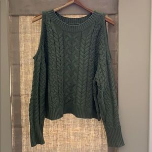 Aerie green cable knit sweater